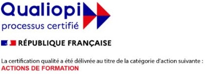 logo blanc et rouge Qualiopi